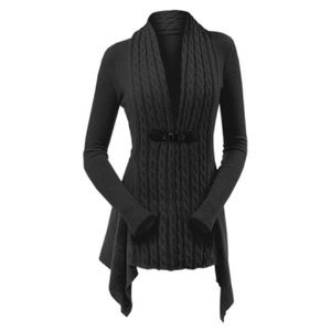 One A Buckled Cable-Knit Women’s Sweater Black XL